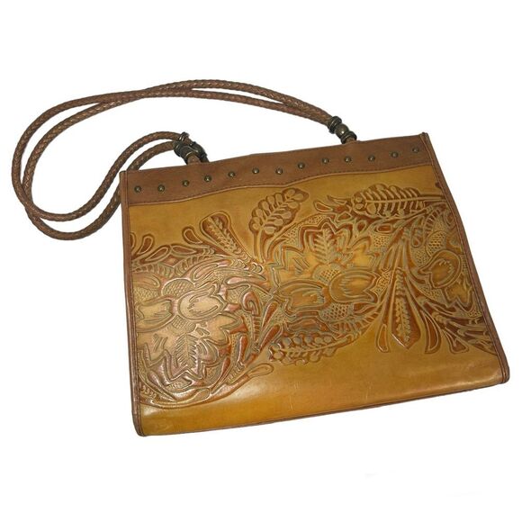 Made in India Hand Tooled Leather Handbag - Picture 1 of 10